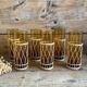 6 amber long drink glasses with wicker