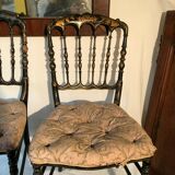 Pair of black laqué wooden chairs napoleon III era