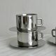 Lot de 4 tasses à café en inox avec sous-tasses
