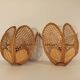 Pair of vintage 1960 wicker wall lamps and cannage half flower shape