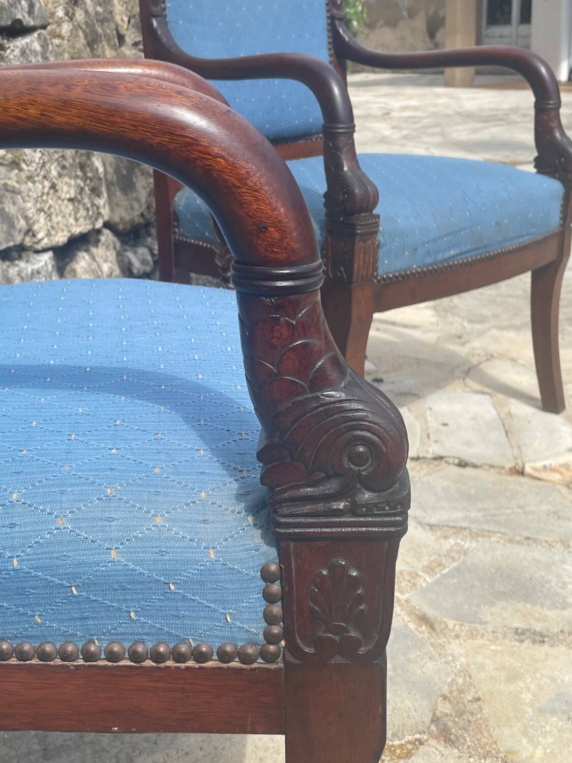 Pair of Empire Period Dolphin Armchairs