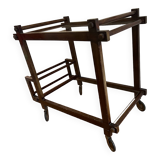 Constructivist wood and glass rolling table