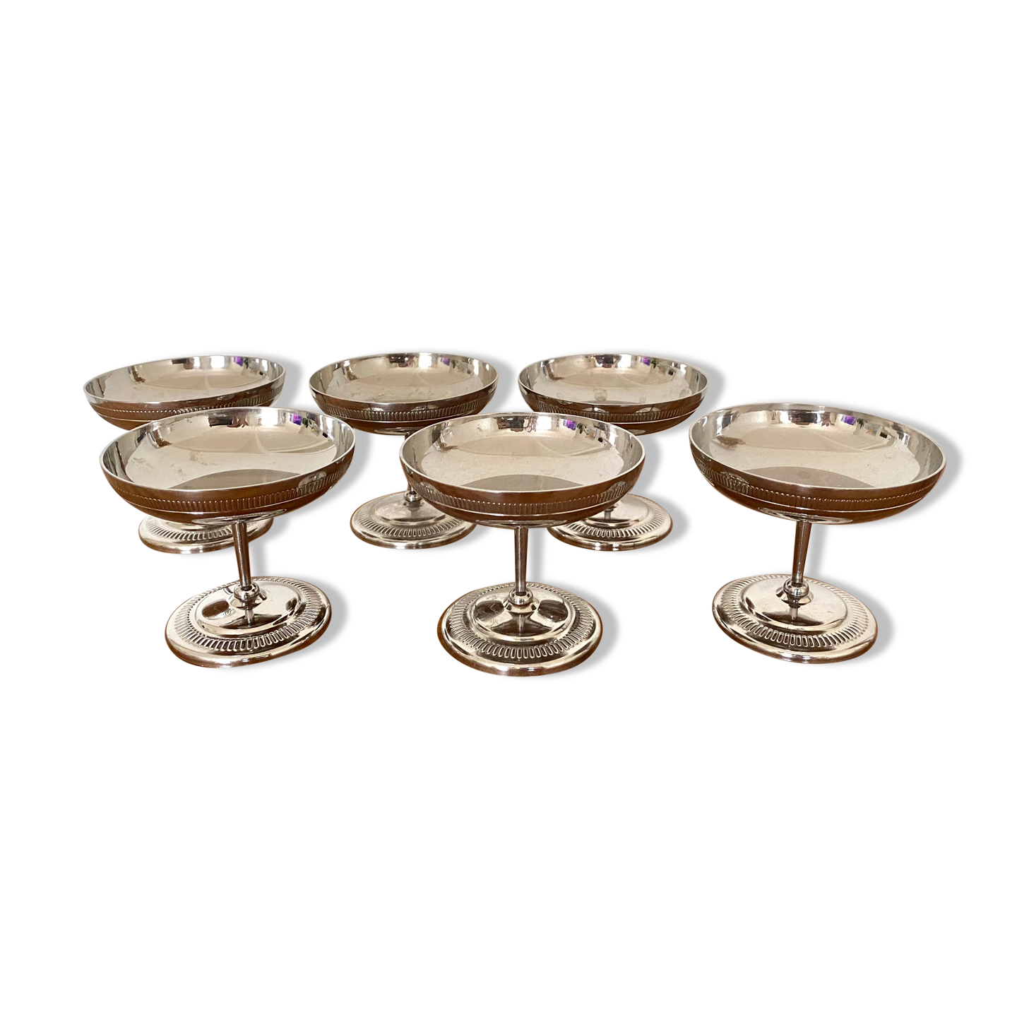Old silver metal standing ice cups