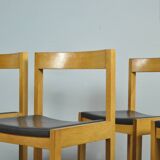 Vintage oak DUTCH DESIGN dining chairs in modern minimalist style, 1960s