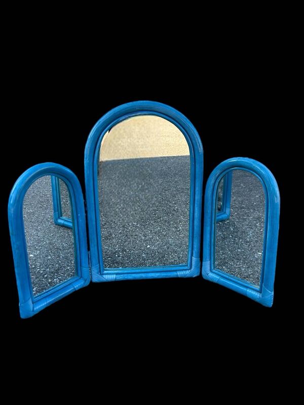 Miroir triptyque en osier