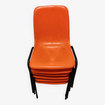 Set of 6 vintage Orange chairs