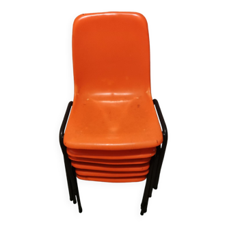 Lot de 6 chaises Orange vintage