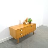 TV cabinet veneer vintage with drawers and brass