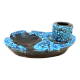 Candle holder ashtray blue fat lava glacier enamels cyclops ceramic pottery Annecy