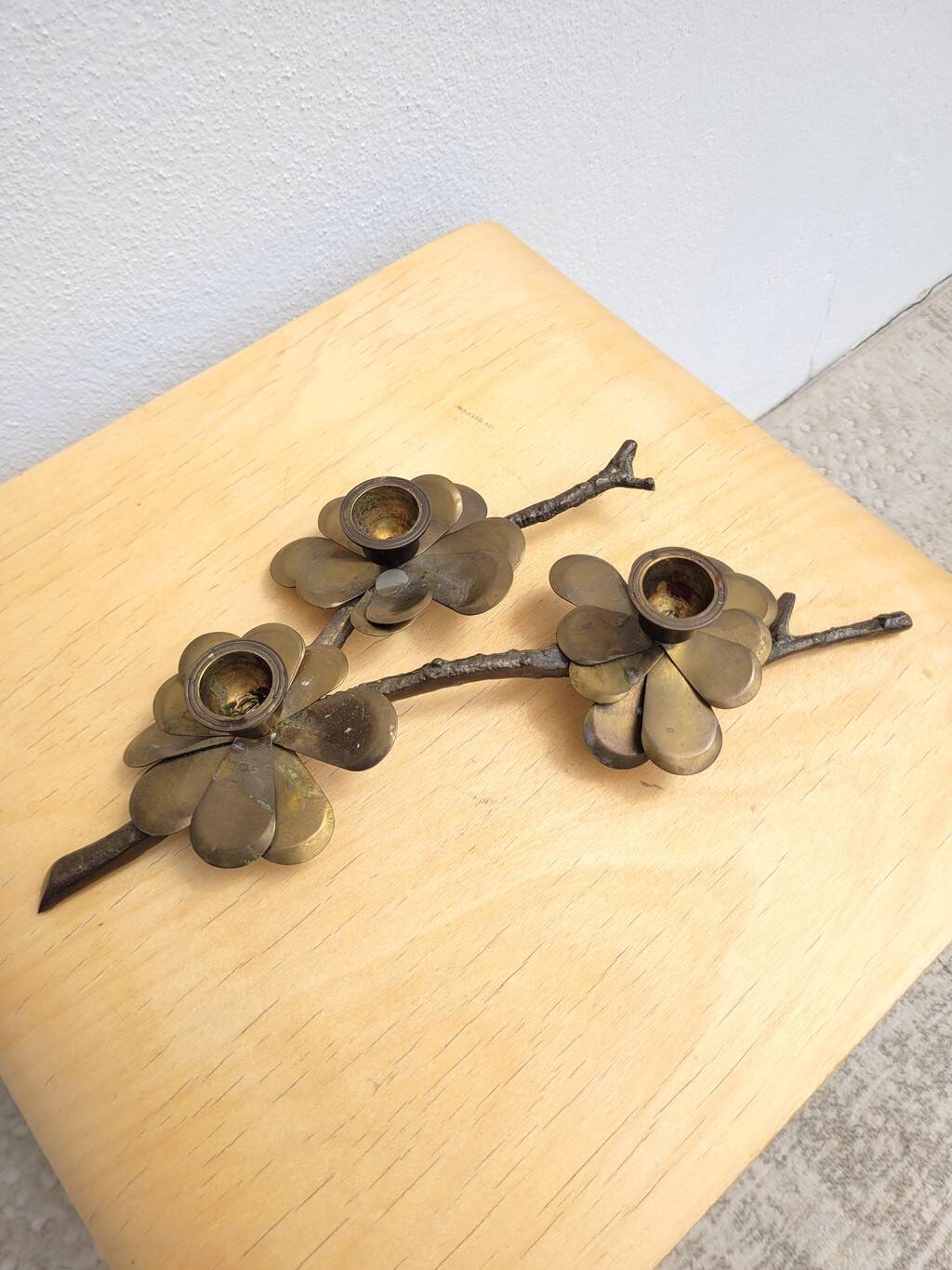 Brass 3-light centerpiece candle holder
