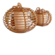 Mid-Century Globe Pendant Lamps, Bamboo & Rattan, c. 1960s
