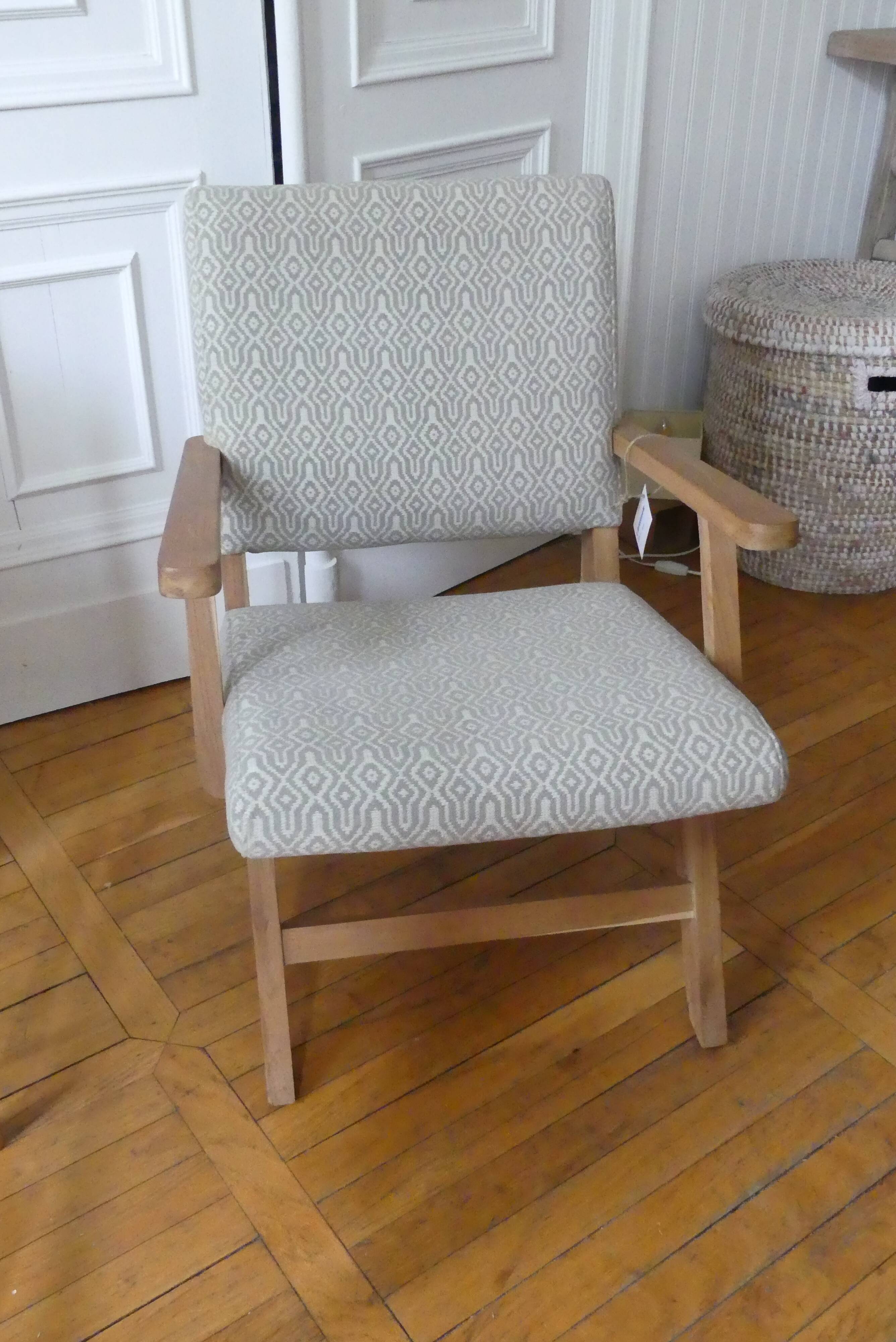 Teak armchair and fabric