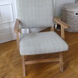 Teak armchair and fabric