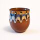 Set of 4 Bulgarian ceramic Troyan mugs from the 1970s, vintage glazed stoneware.