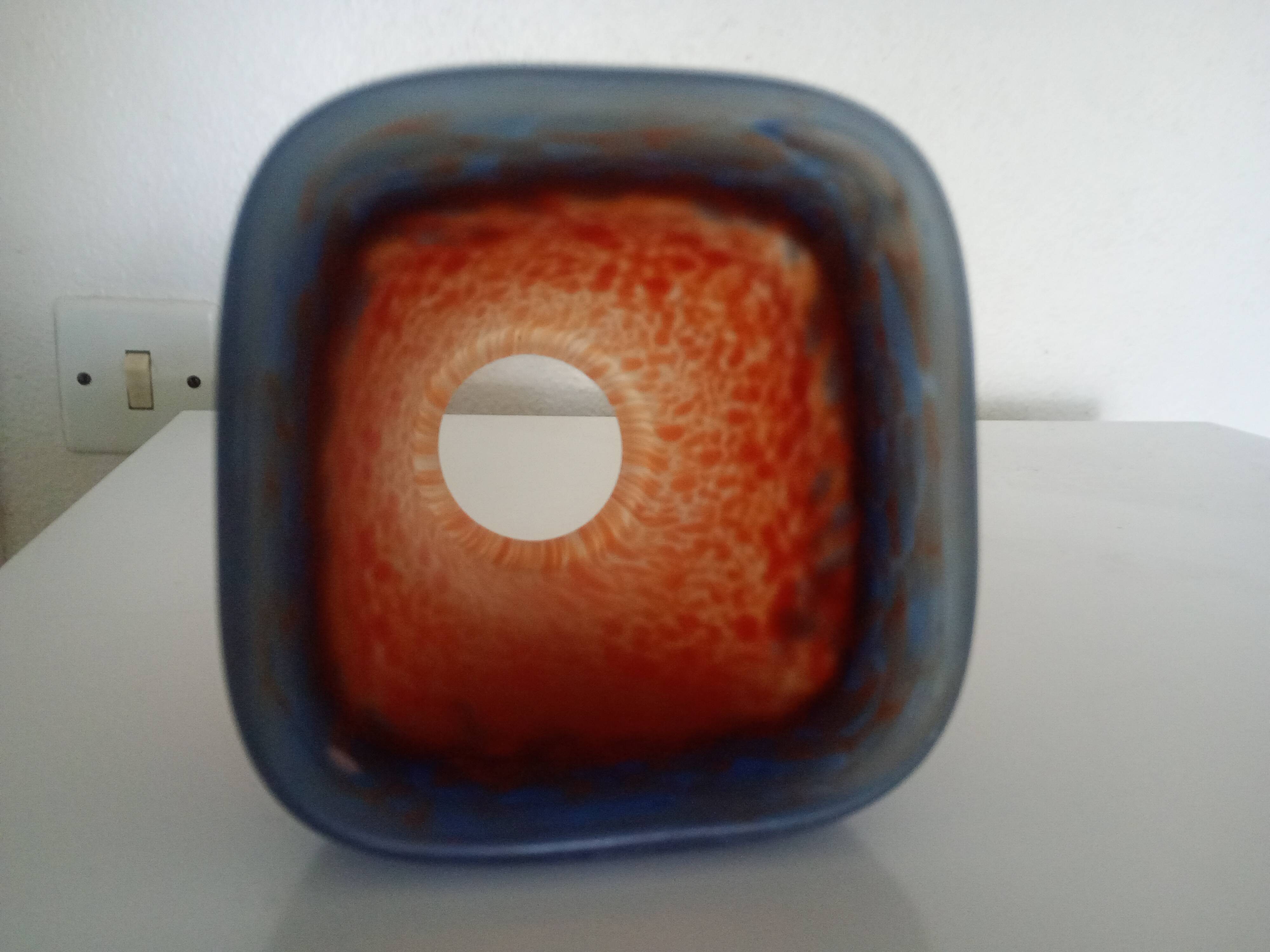 MULLER FRERES LUNEVILLE - TULIP GLASS speckled orange-blue - square base