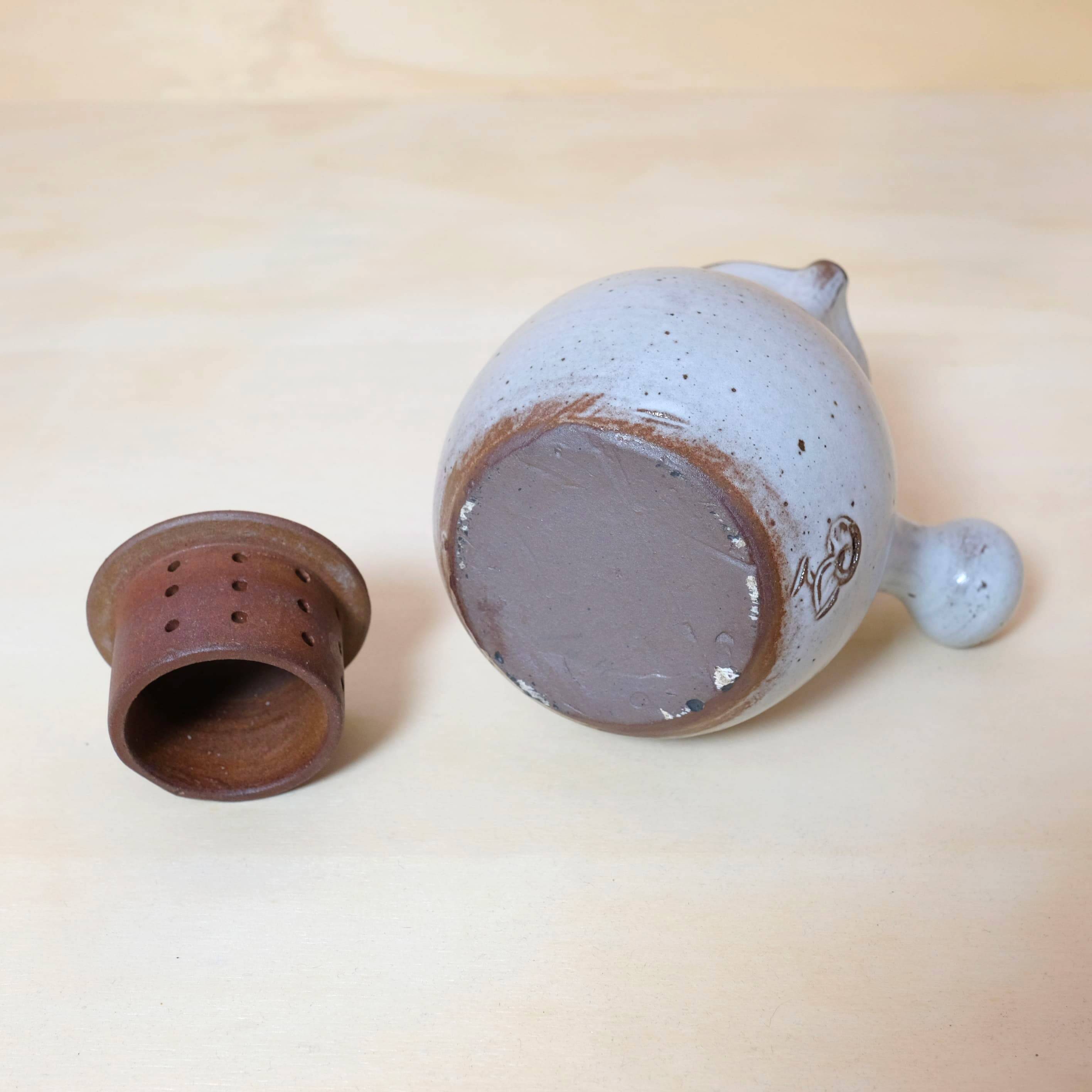 Jeanne and Norbert Pierlot, enamelled stoneware teapot and stopper, 26cm.