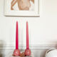 Pair of pink ceramic candle holders