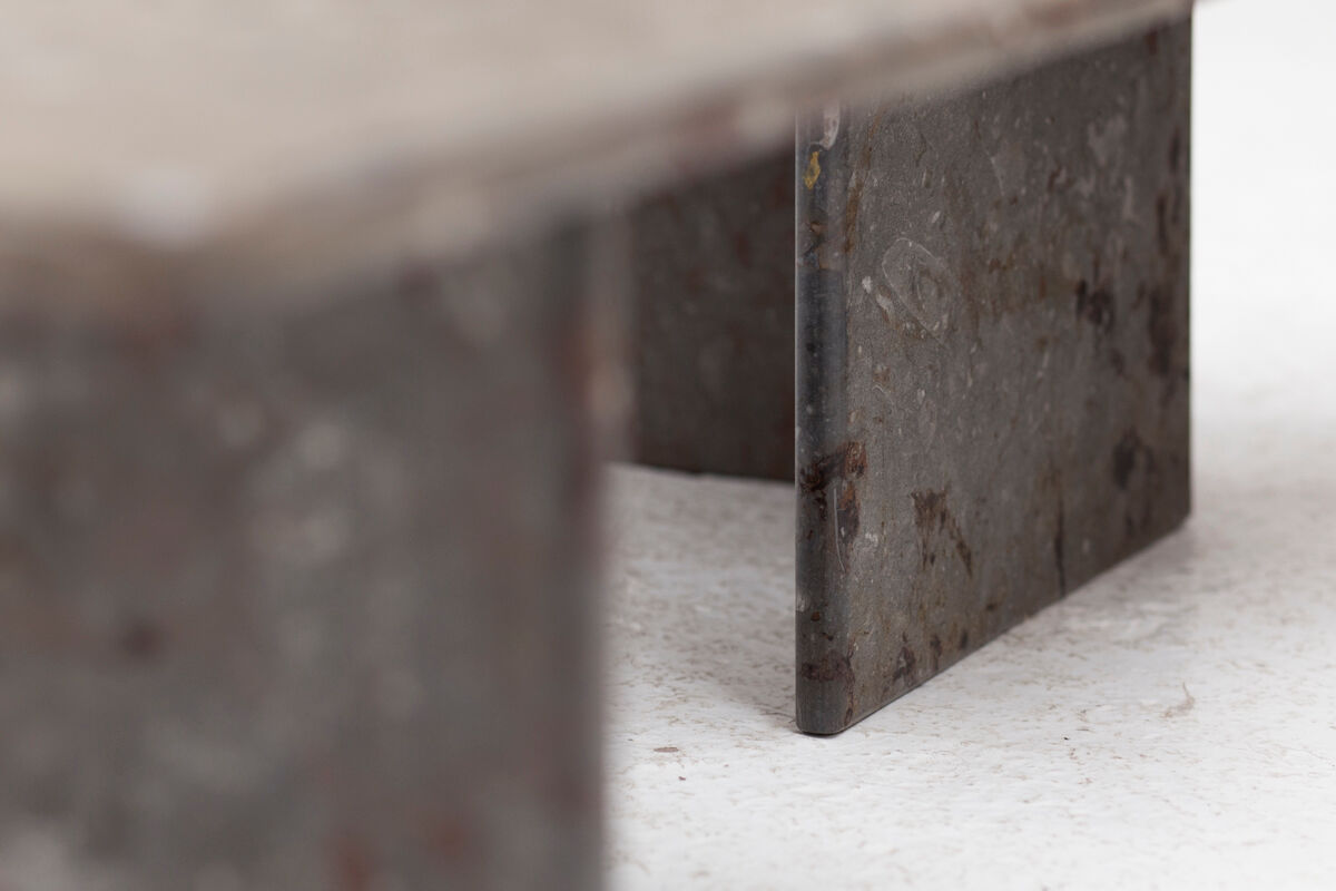 Ensemble de 3 tables basses carrées en marbre fossile, design des années 1970