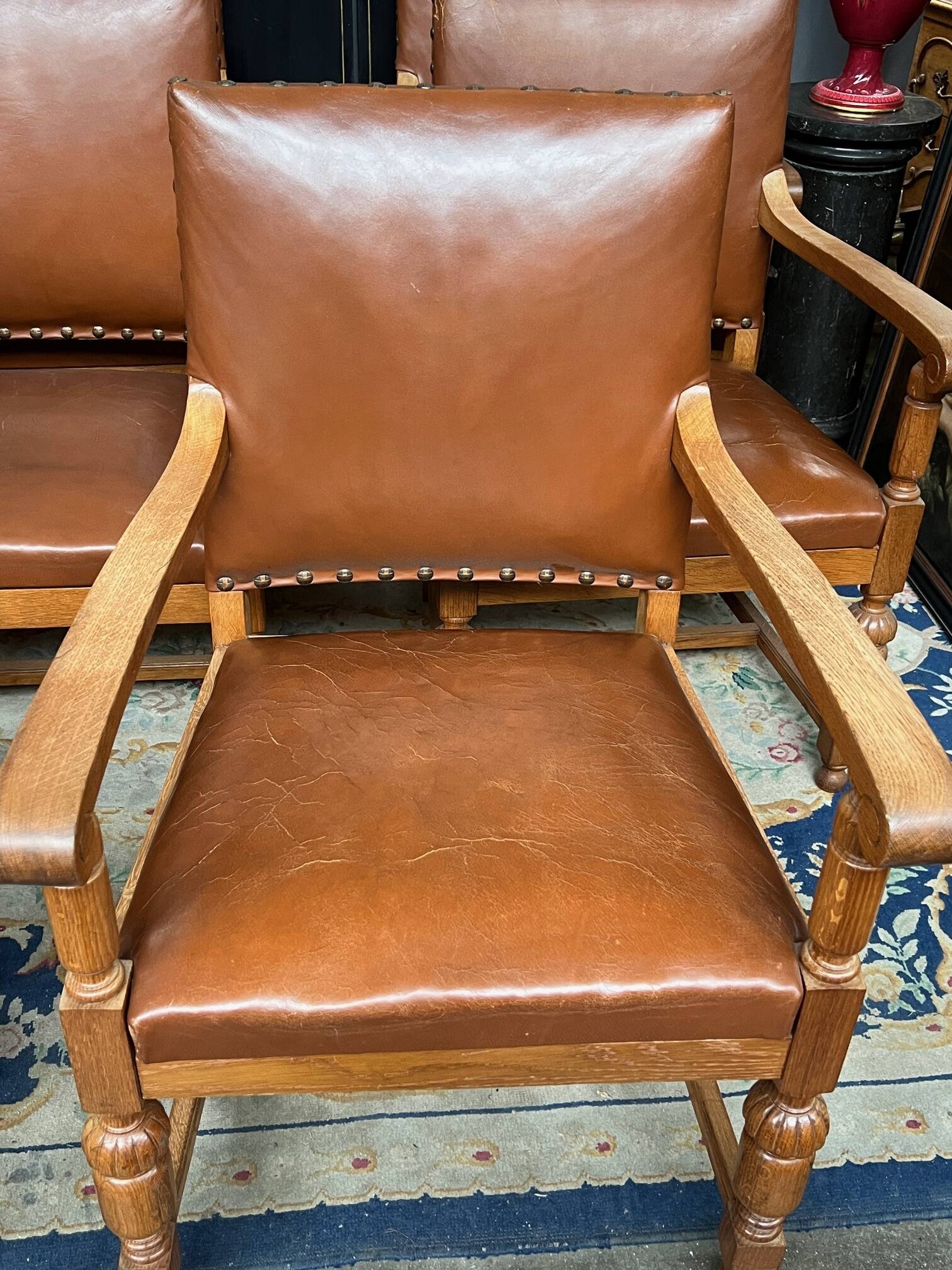 Set of 8 Renaissance-style armchairs.