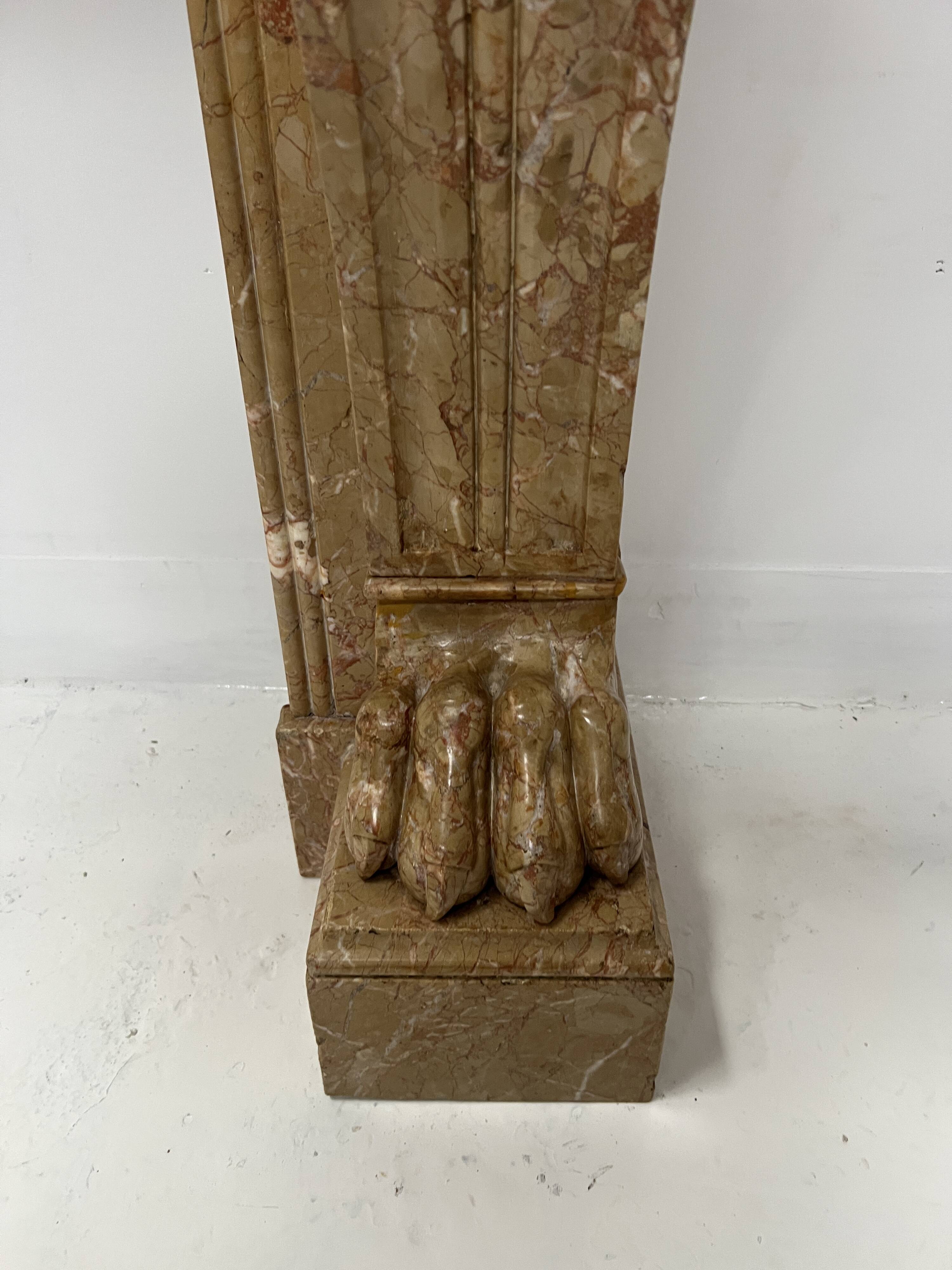Napoleon III fireplace with claw feet in speckled marble, 19th century.