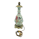 Chinese bronze and porcelain lamp decorated with insects and flowers