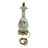 Lampe chinoise en bronze et porcelaine à décor d’insectes et de fleurs