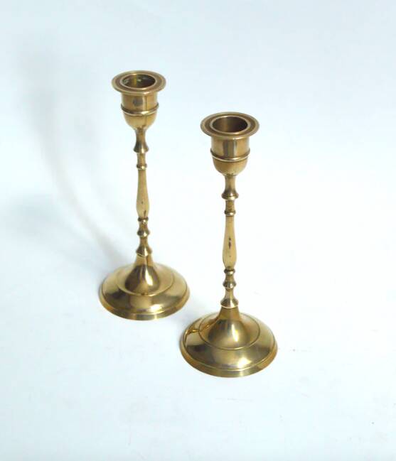 Pair of brass candle holders