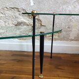 Set of trundle coffee tables in glass and brass