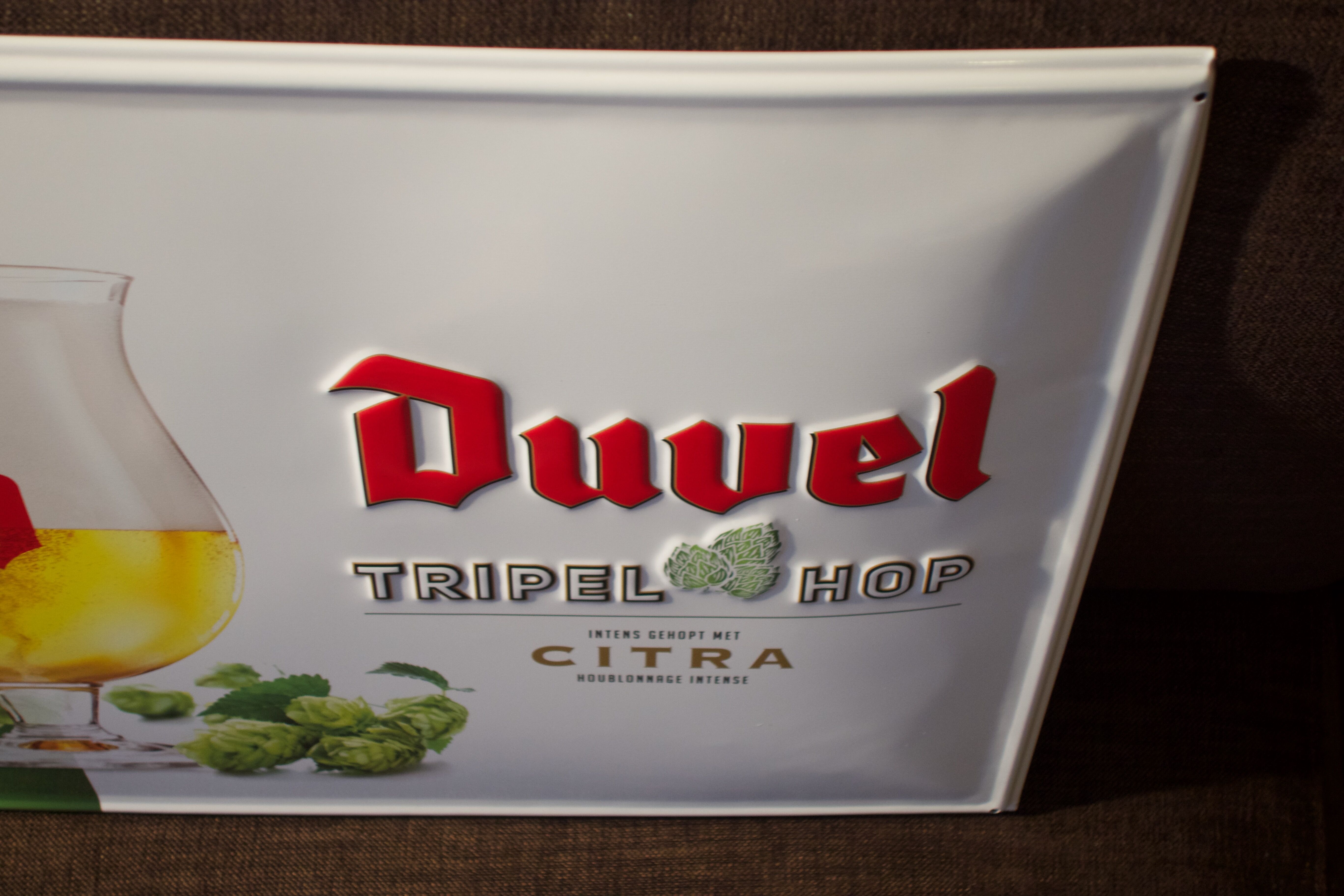 Enamelled advertising plate for the Belgian beer brand Duvel