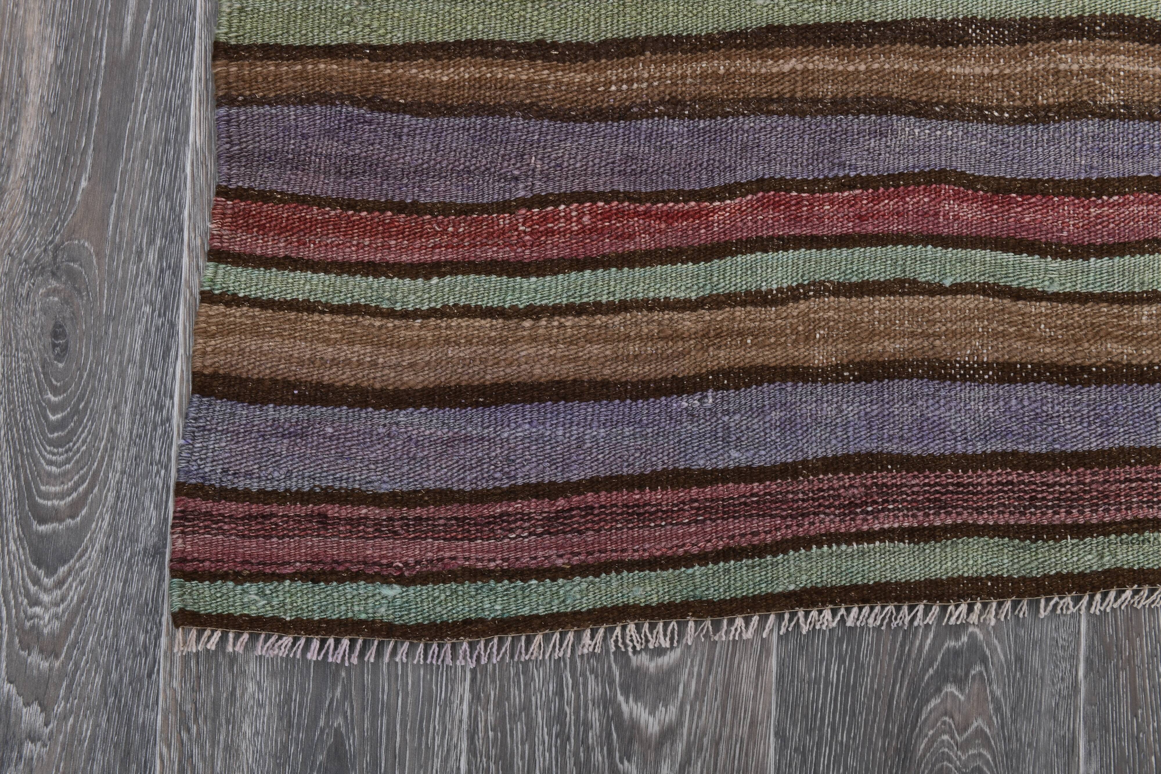 Blue & Green Striped Kilim Rug 146x288Cm SK 241322