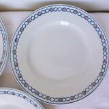 Set of 3 vintage flat plates from the Longwy factory, Floreal model