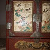 Japanese cabinet in cinnabar red lacquer, Japan Meiji era