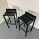 2 tabourets de bar modernistes en bois noir et acier par Ruud Jan Kokke, années 1980