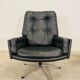VINTAGE DANISH MID-CENTURY SVEND SKIPPER SWIVEL CHAIR IN BLACK LEATHER