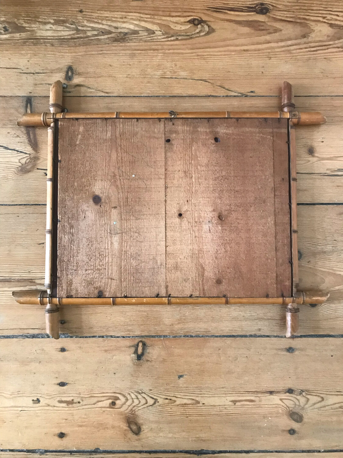 Mirror turned wood vintage bamboo