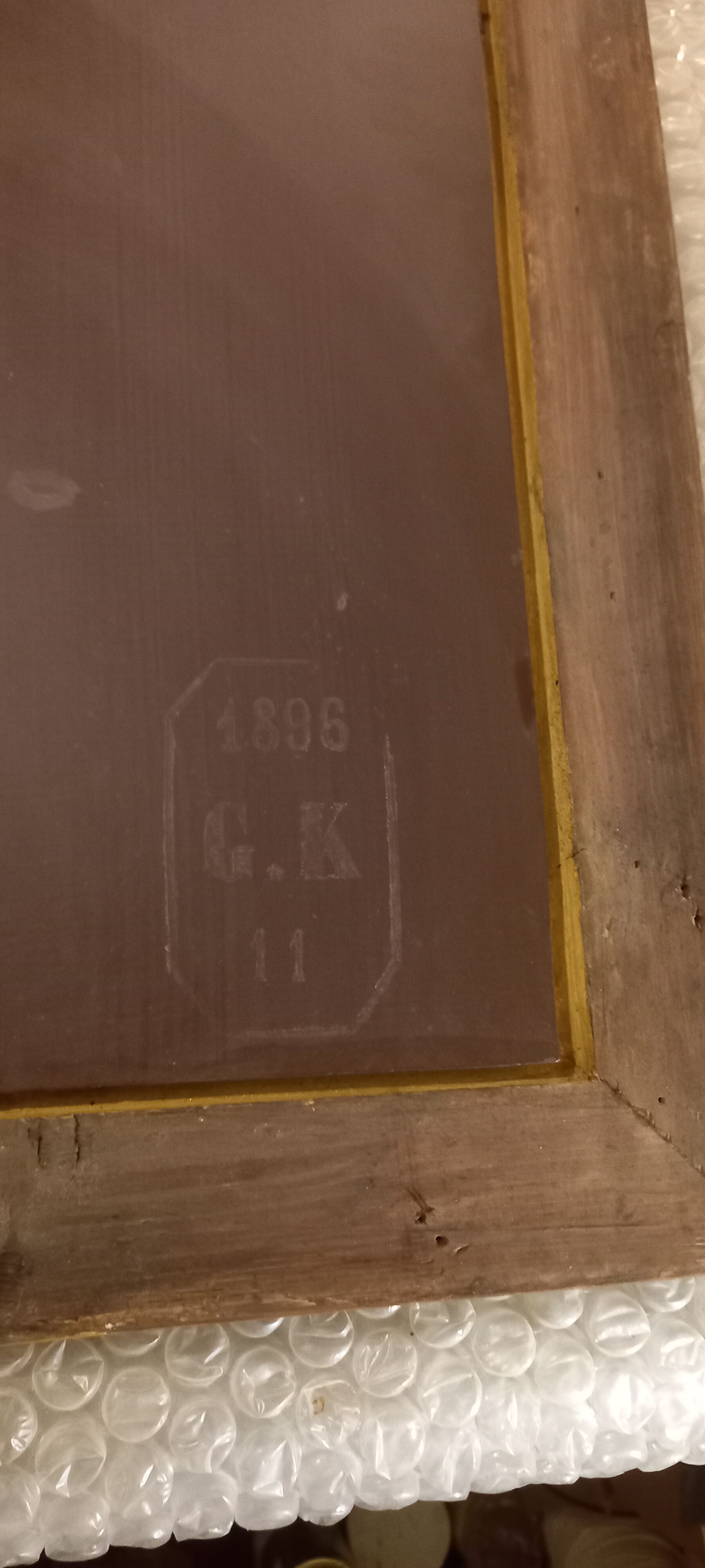 Gilded Louis Philippe mirror dated 1896