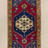 Small Vintage Turkish Rug 92x55 cm, Short Runner, Tribal, Shabby, Mini Carpet