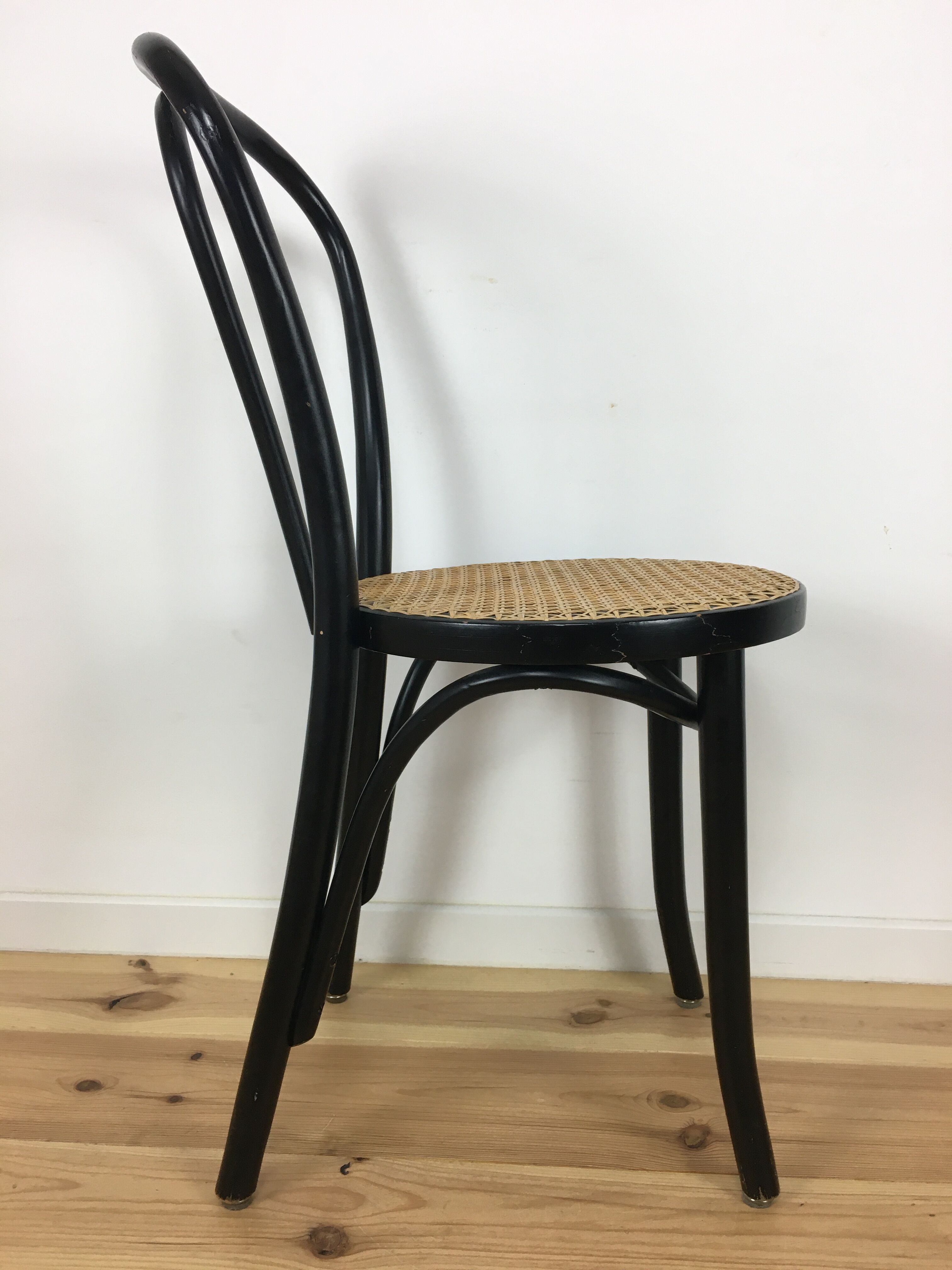 Black Thonet FMG bistro chair in curved wood and cannage