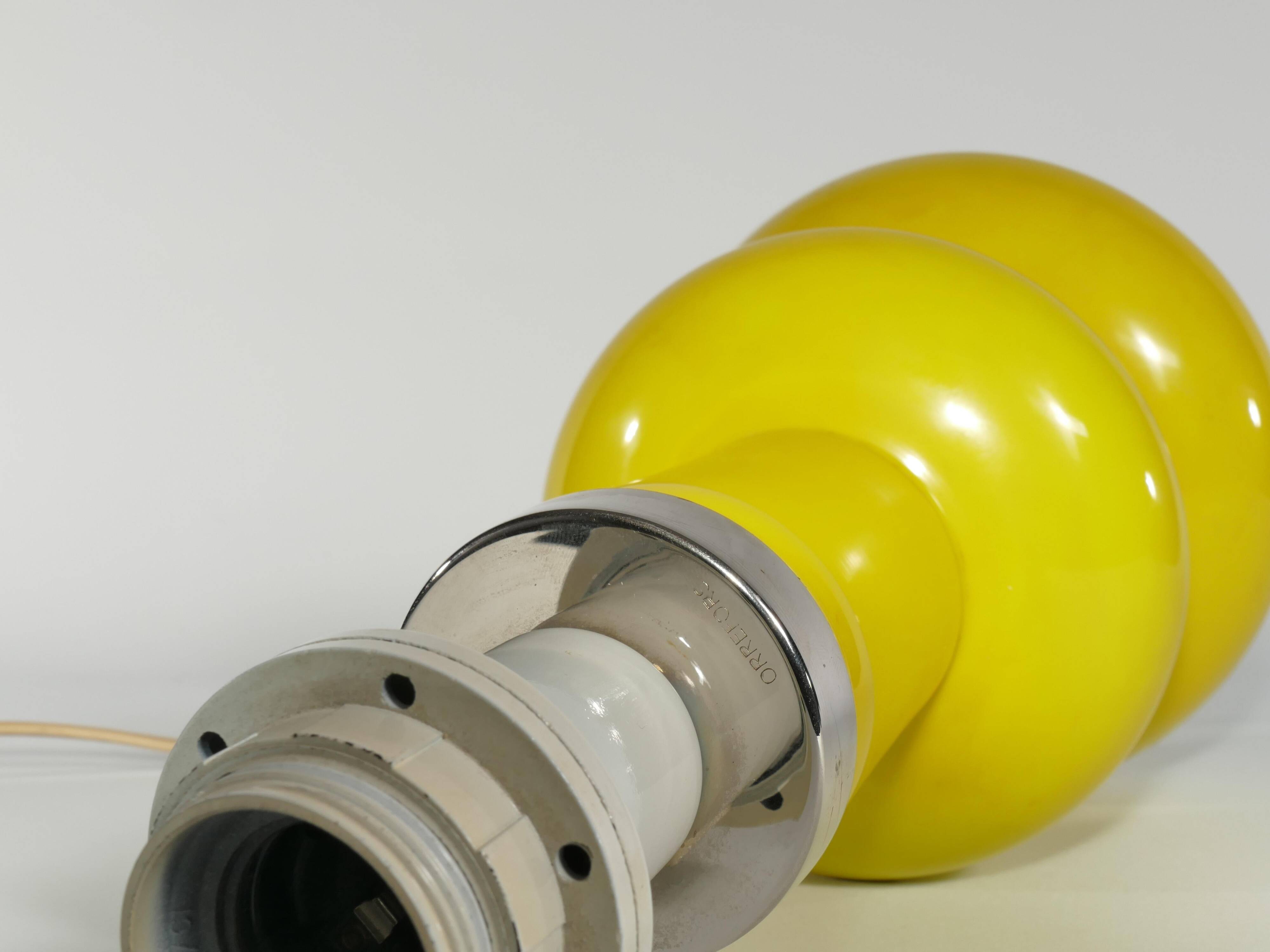 Mid-Century Modern Curvaceous Bright Yellow Glass Table Lamp by Orrefors, 1960s