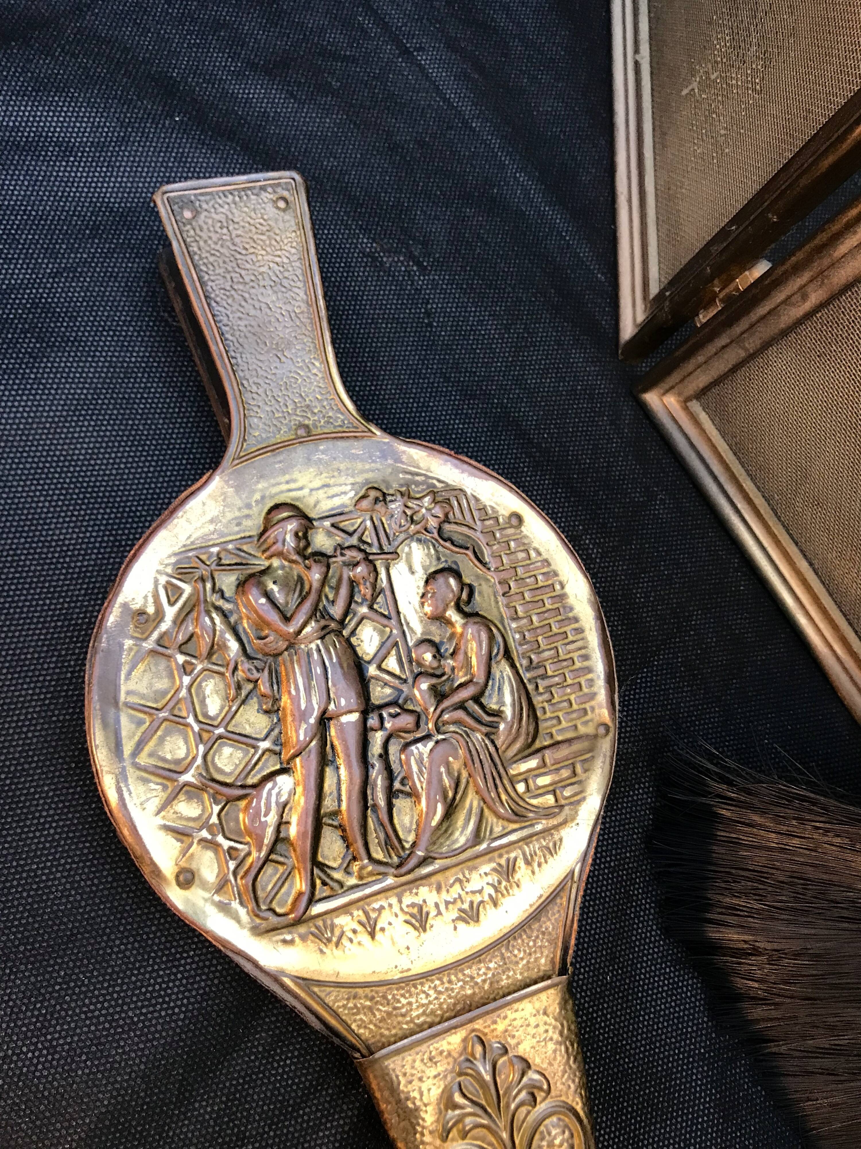 Old fire screen and accessories brass fireplace 1940 spark arrest fireplace firescreen