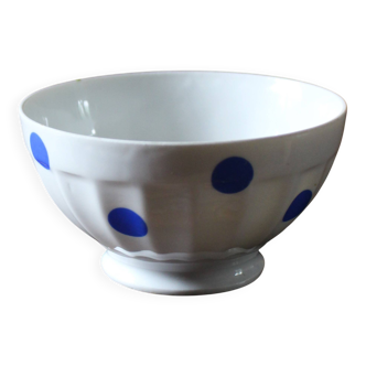 Un petit bol sur pied blanc pois bleus Chauvigny