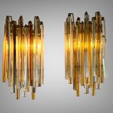 Pair of crystal sconces called "cascade" vintage murano by paolo venini