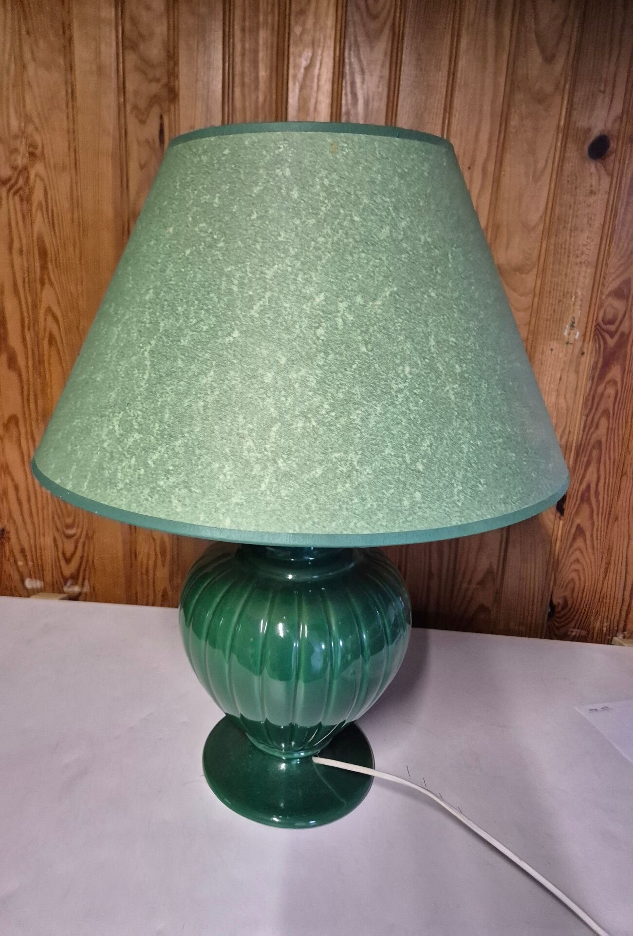 vintage green ceramic lamp Ibiza Robert de Schuytener light fixture