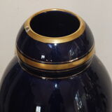 Vase 30s blue of Sèvres and gold Ste Radégonde or Tours Pinon (unsigned)