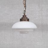Opaline and brass mid-century pendant light