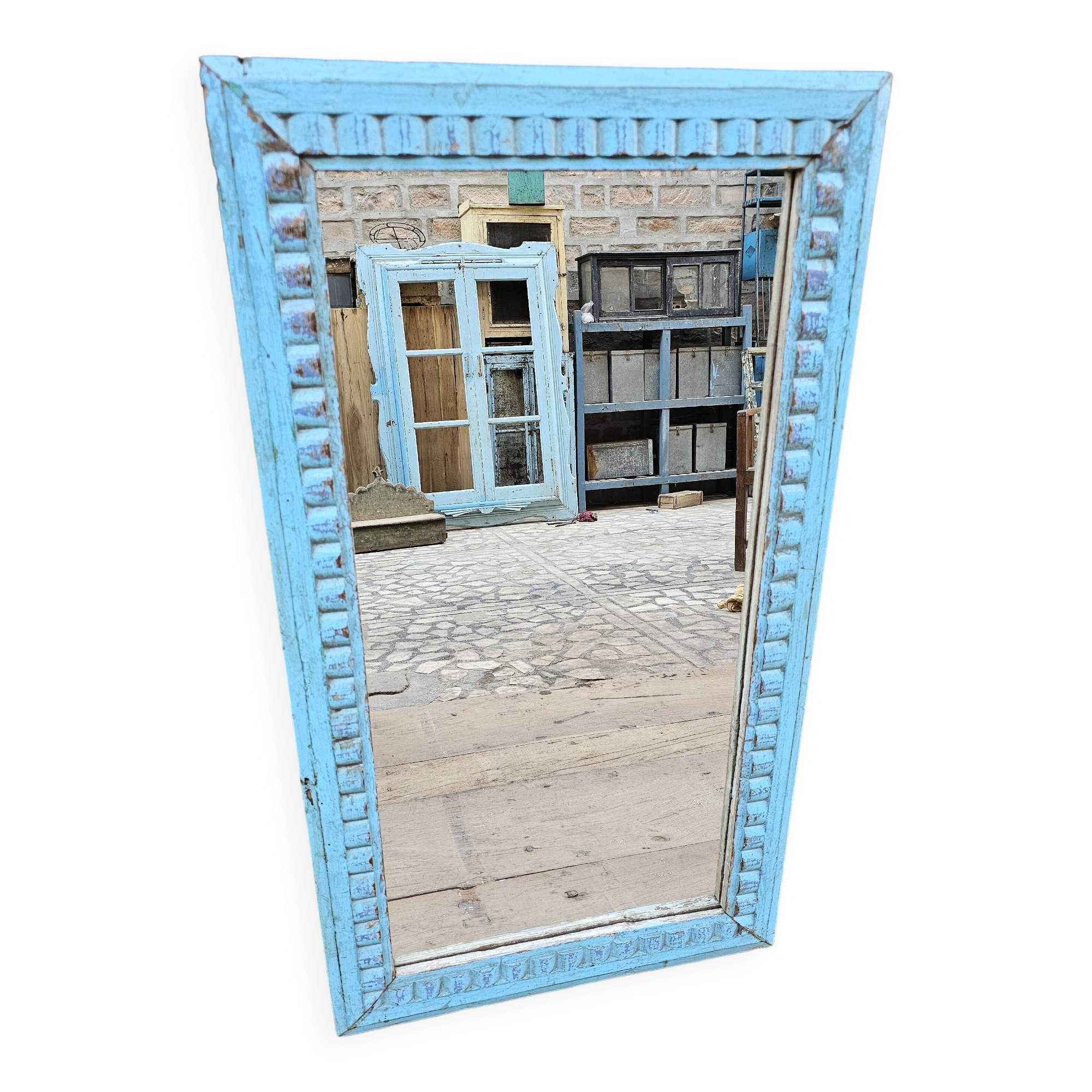 Antique Art Deco mirror in Burmese teak.