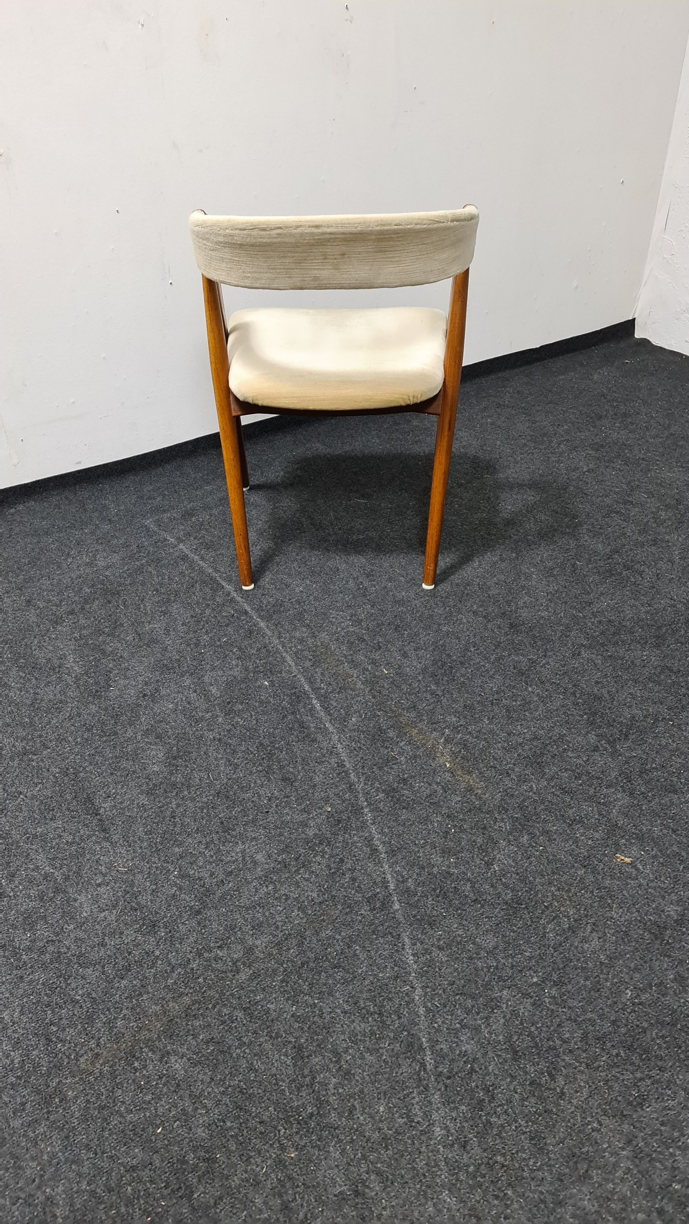 Vintage velvet teak arm chair