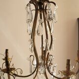 Lustre ancien en laiton et cristal
