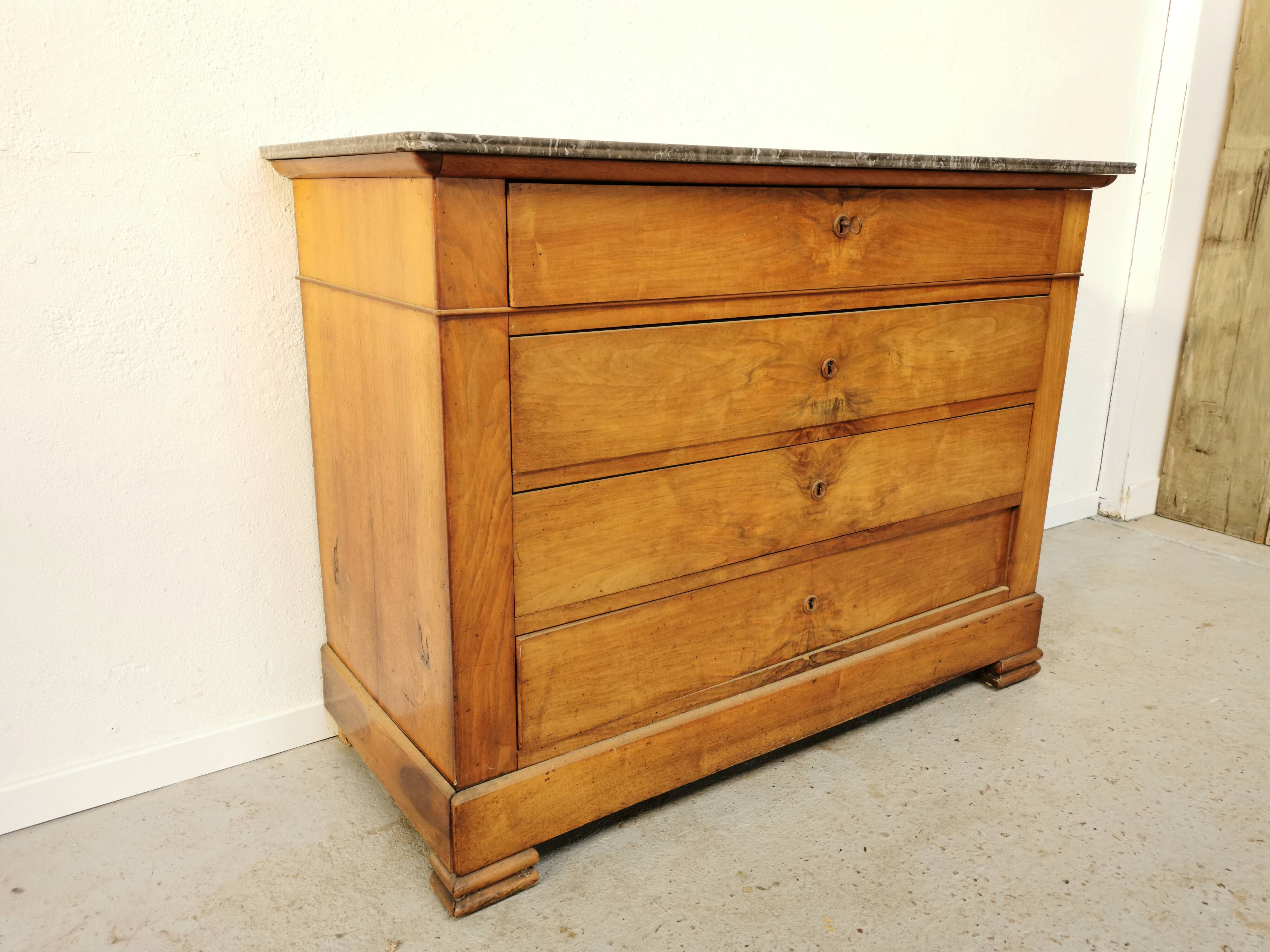 Louis Philippe walnut and marble dresser