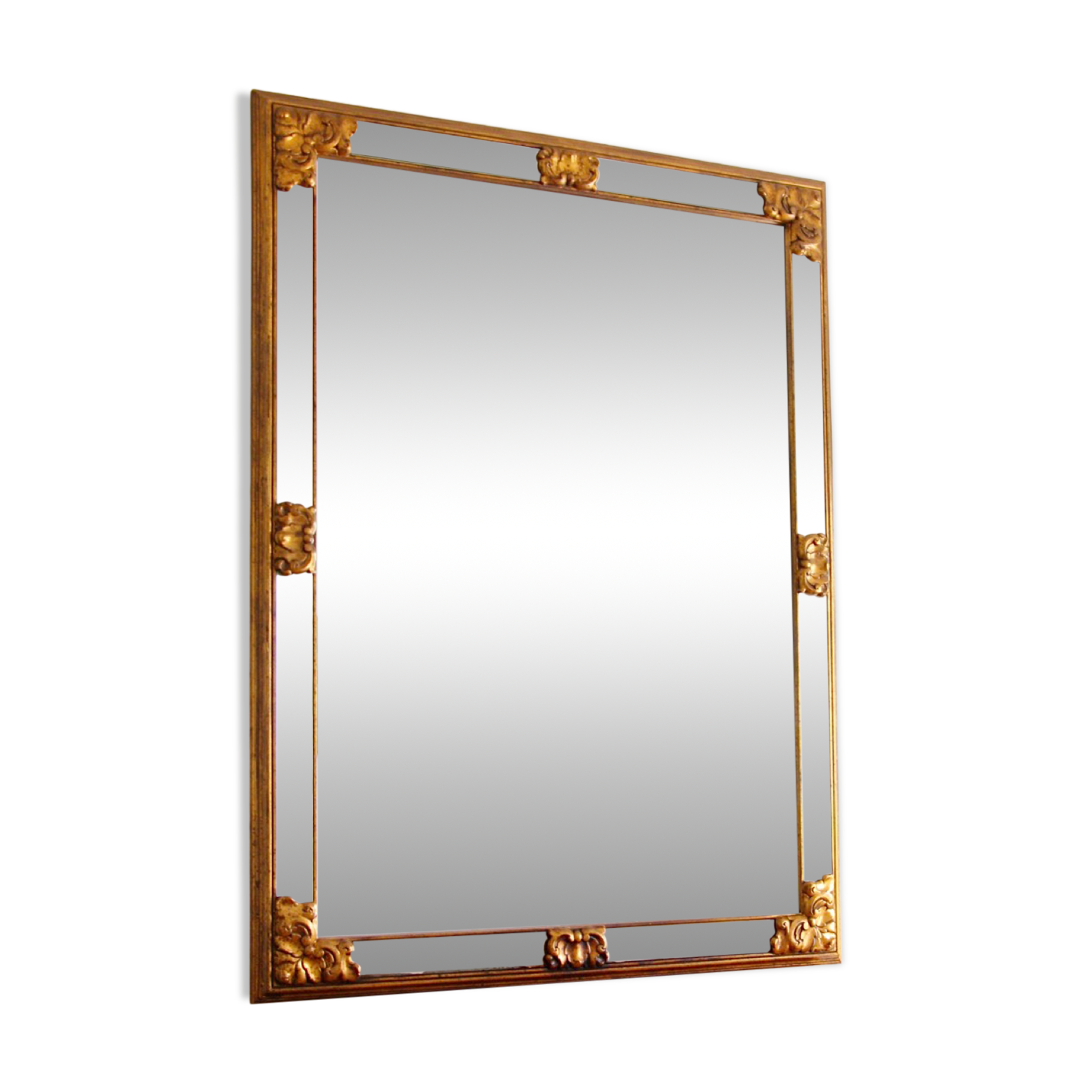 Large golden mirror Deknudt vintage 1970s